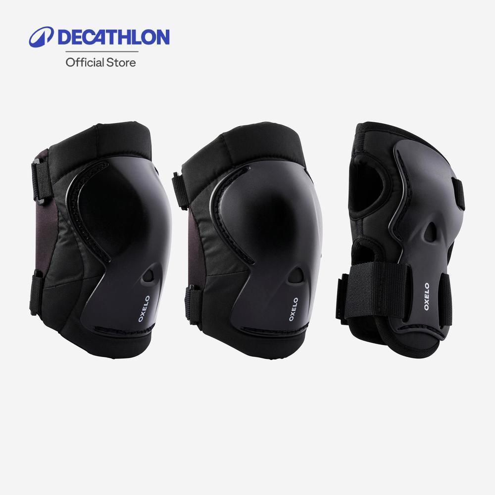Decathlon Kids' Skating Scooter Skateboard Protectors Set Play ชุดสนับป้องกันเด็กเล่นอินไลน์สเก็ตรุ่น Play - Black