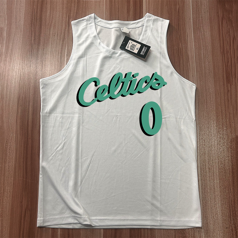 Celtic Tatum 0 เสื้อกั๊กบาสเก็ตบอลเสื้อกีฬาทรงหลวมแห้งเร็ว
