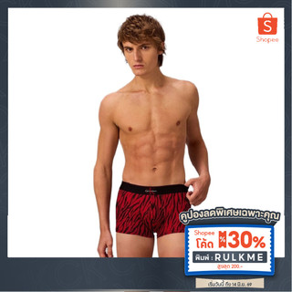 CALVIN KLEIN กางเกงในผู้ชาย Graphic Monogram Microfiber Stretch ทรง Low Rise Trunk รุ่น NB4494 4X5-สีแดง