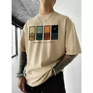 Basi💥เสื้อแฟชั่น เสื้อยืด oversize ผ้าฝ้าย100% ไม่ต้องรีดผ้า สวมใส่สบาย ผ้านิ่ม ลาย "ONE DAY AT A TIME”