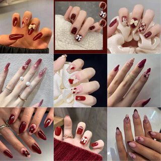 เล็บปลอมชุดสีแดง 🔥พร้อมส่ง🔥นุ่มนวล