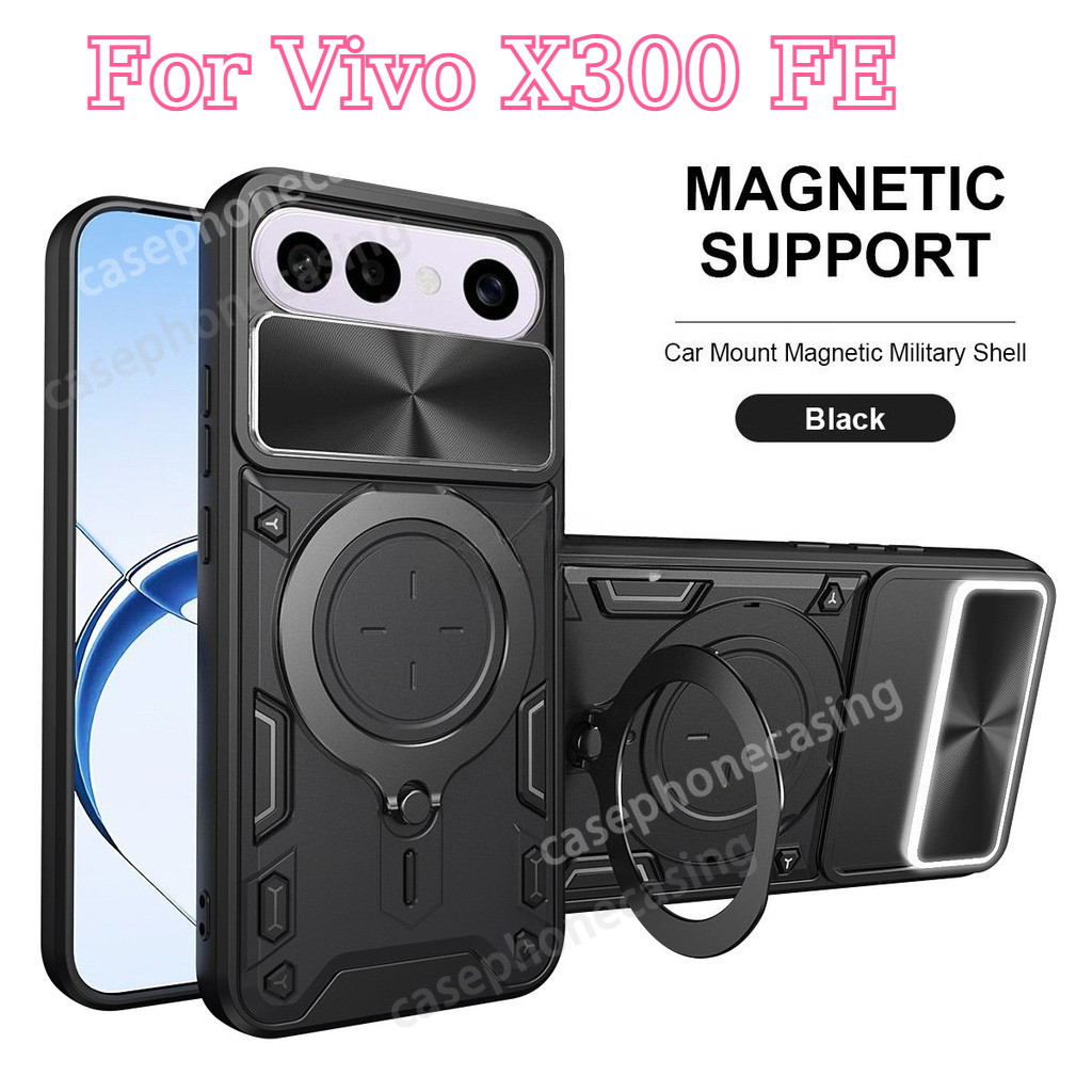 เคสโทรศัพท์สําหรับVivo X300 FE Pro Ultra X300FE X300Pro X300Ultra 4G 5G 2026 ปลอกสไลด์กล้องเกราะกันกระแทกผู้ถือแม่เหล็กแหวนโลหะปกหลัง