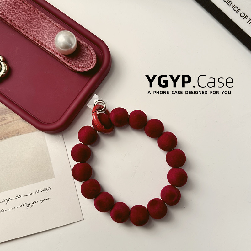เคสโทรศัพท์เชือกยางยืดจี้แบบพกพาป้องกันการสูญหายปีใหม่ปีใหม่สไตล์ใหม่สีทึบแสงหรูหราระดับไฮเอนด์ตุ๊กตาแขวนแหวนโซ่มือแบกง่ายกระเป๋าจี้หญิงเชือกเส้นเล็กแฟนช็อต-