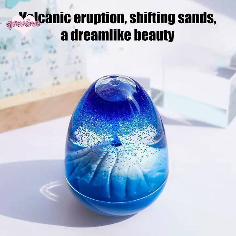 [qowine] Eggshell Eruption, Floating Sand Volcanic Eruption Ornament, Acrylic Crystal Liquid นาฬิกาท
