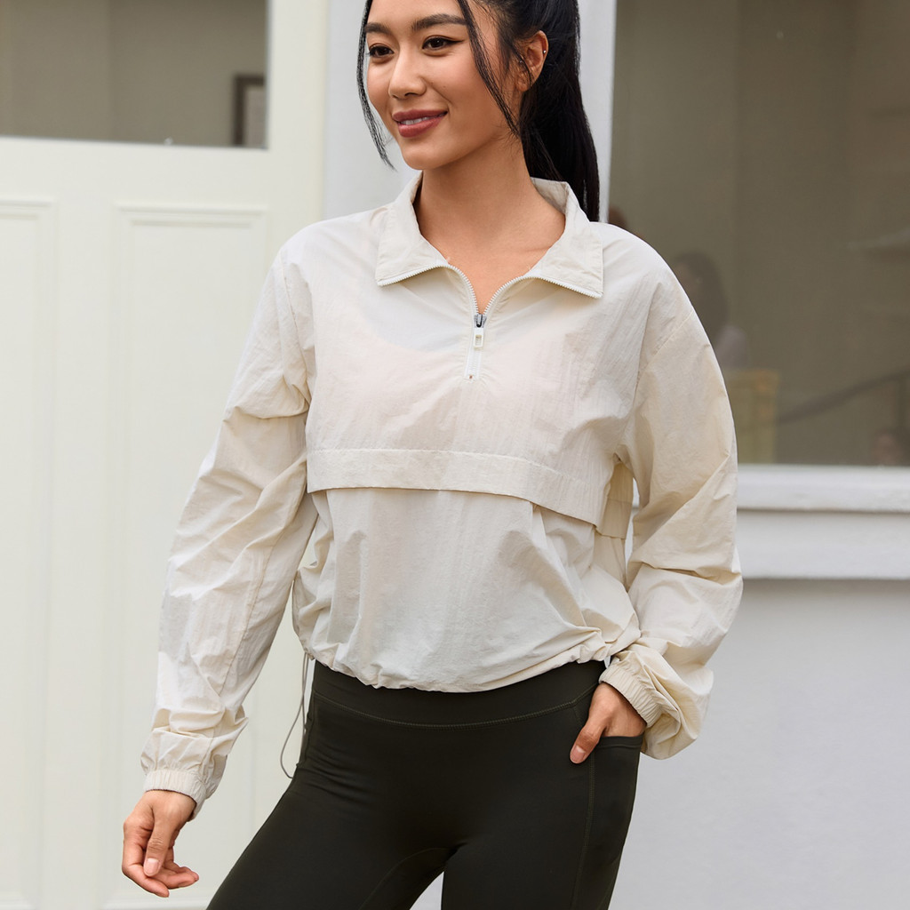 【Anran】Sports Jackets ครีมกันแดด กันลม และกันฝนแจ็คเก็ตครึ่งซิปโยคะวิ่ง
