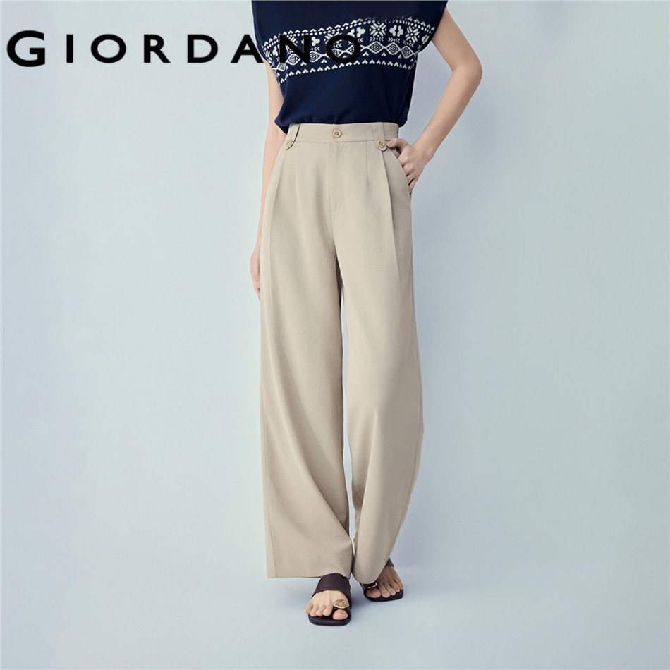 GIORDANO WOMEN Casual Pants Elastic Waist Woven Non-Stretch 13416305