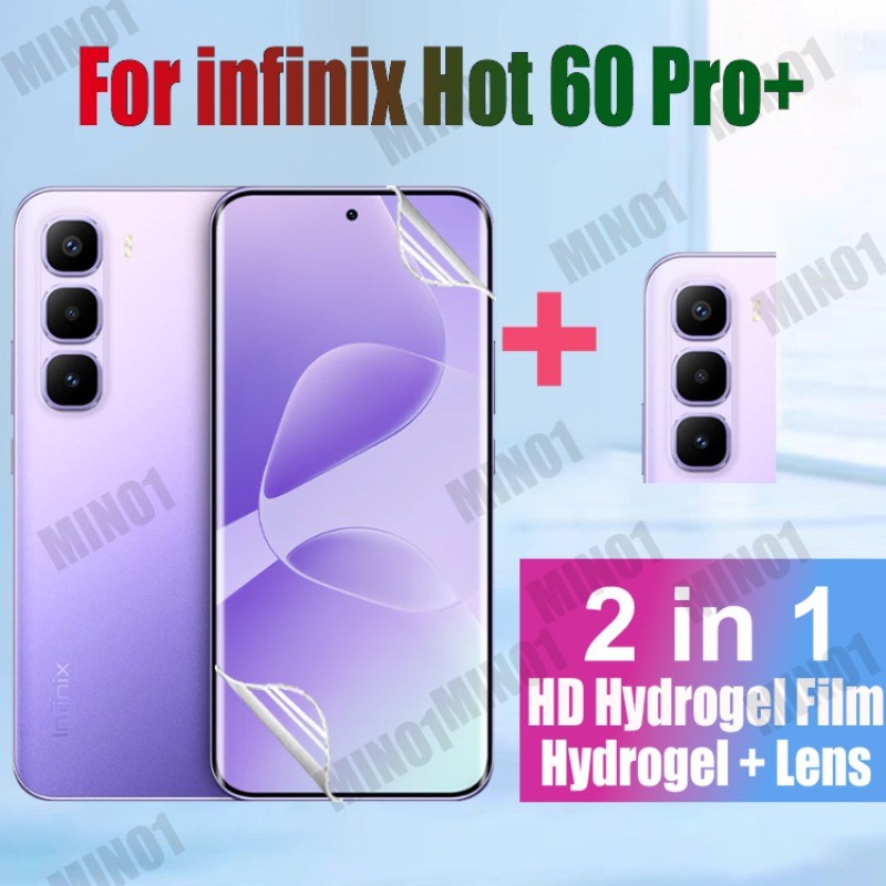 Infinix Hot 60 Pro+ 2 in 1 Soft Hydrogel Screen Protector สําหรับ infinix Hot 50 Pro Plus 4G Hydrogel Full Cover ป้องกันฟิล์ม + ฟิล์มเลนส์กล้อง
