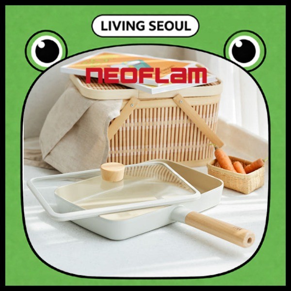NEOFLAM FIKA Ceramic Coating Induction Square Brunch Pan + ฝาแก้ว 29cm, สีขาว : Neoflam
