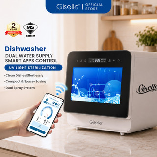 Giselle Smart Tabletop Dishwasher | Baby Bottle Washer and Dryer(5 Place Settings)—Dual Water Supply & WiFi APP Control