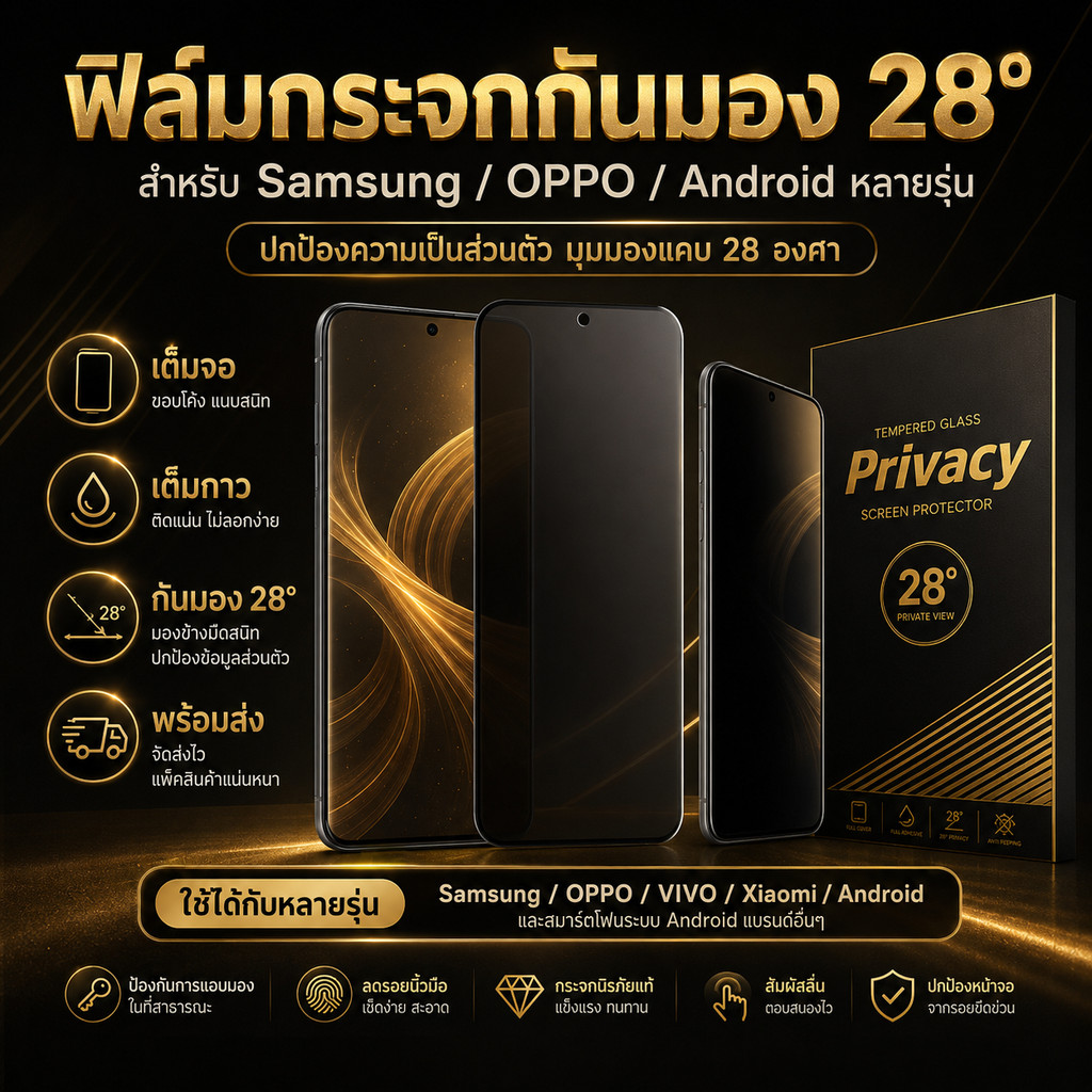 ฟิล์มกระจกกันมองใสป้องกันไฟฟ้าสถิตย์สำหรับ realme C11/C12/C15/C17/C21/25/30/35/55/67/53 REALME7/8/9 REALME10 REALM 11
