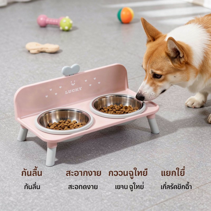 AimayaPet وعاء ستانلس عالٍ بقاعدة مانعة للانزلاق — صورة 4