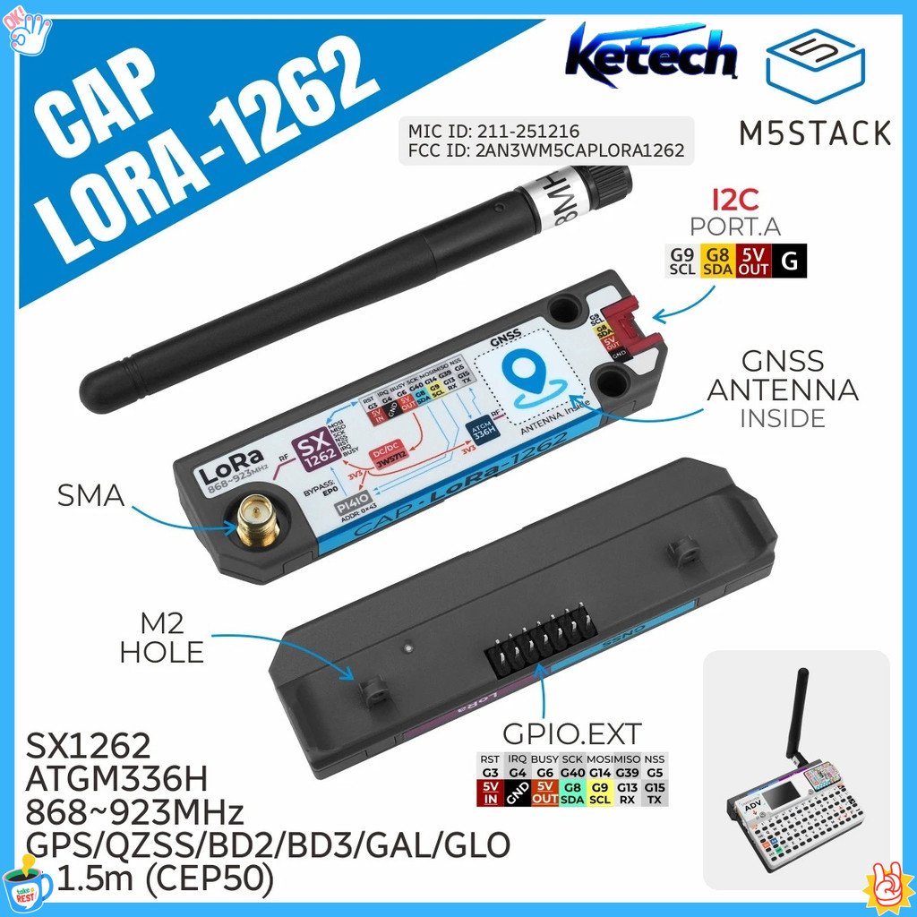 SX1262 ATGM336H ชิปขยายโมดูล M5Stack LoRa-1262 Cardputer Adv Part