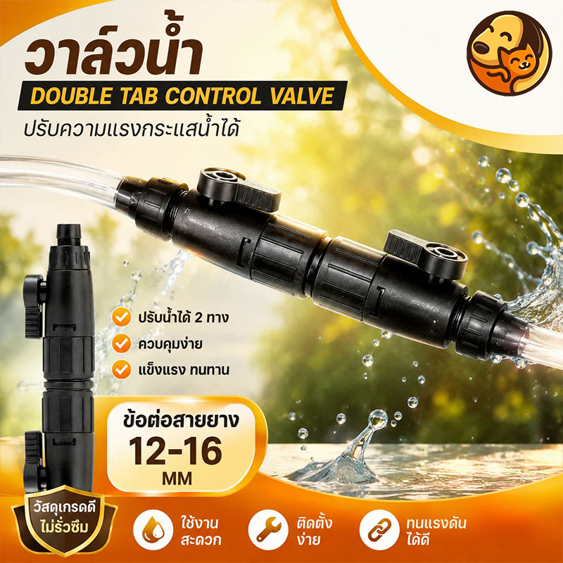 COD Double Tap Control Valve ข้อต่อสายยาง 12-16 มม. วาล์วเปิดปิด ข้อต่อสวมเร็ว