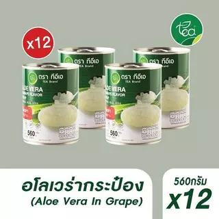 [แพ็ค 12 กระป๋อง] วุ้นอโลเวร่า ว่านหางจระเข้ ในน้ำเชื่อม ท็อปปิ้งเครื่องดื่ม ชา สมูทตี้ โยเกิร์ต ขนาด 560g ตรา ทีอีเอ