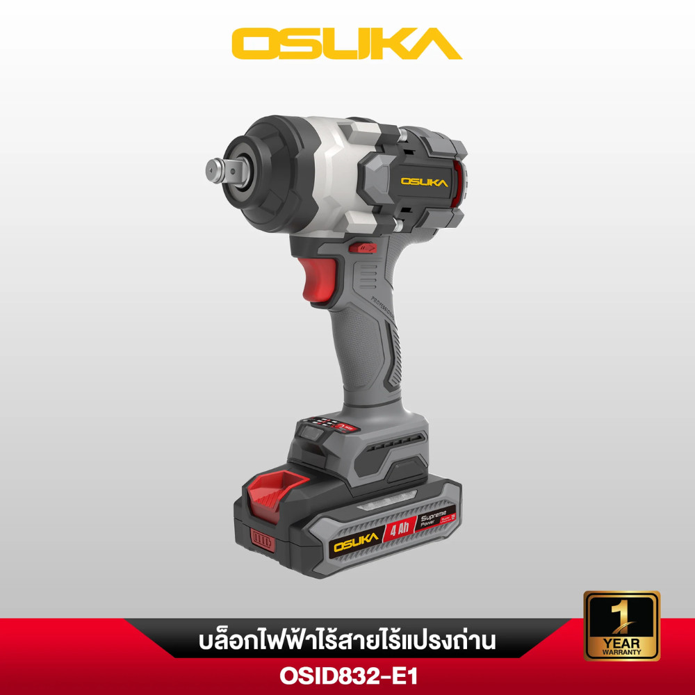บล็อก1100Nm ใหม่ล่าสุด บล็อกไฟฟ้าไร้สายไร้แปรงถ่าน OSID832-E1 - OSID832-N OSUKA การรับประกัน 1100นิวตัน