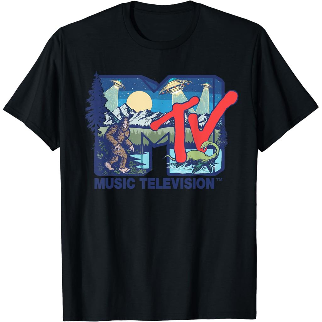 MTV - Cryptid MTV โลโก้ Featuring Bigfoot UFO Aliens Nessie เสื้อยืด