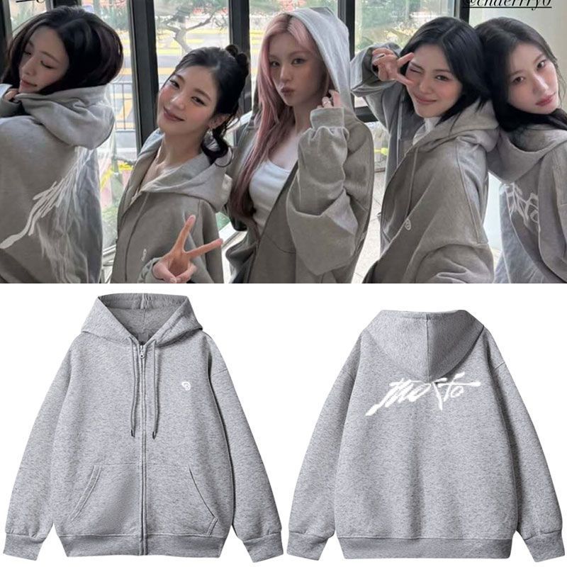 ITZY Motto ผู้ชาย/ผู้หญิง Zip Hoodie เสื้อผ้าเสื้อกันหนาวเดียวกัน Unisex Streetwear เสื้อกันหนาว Top