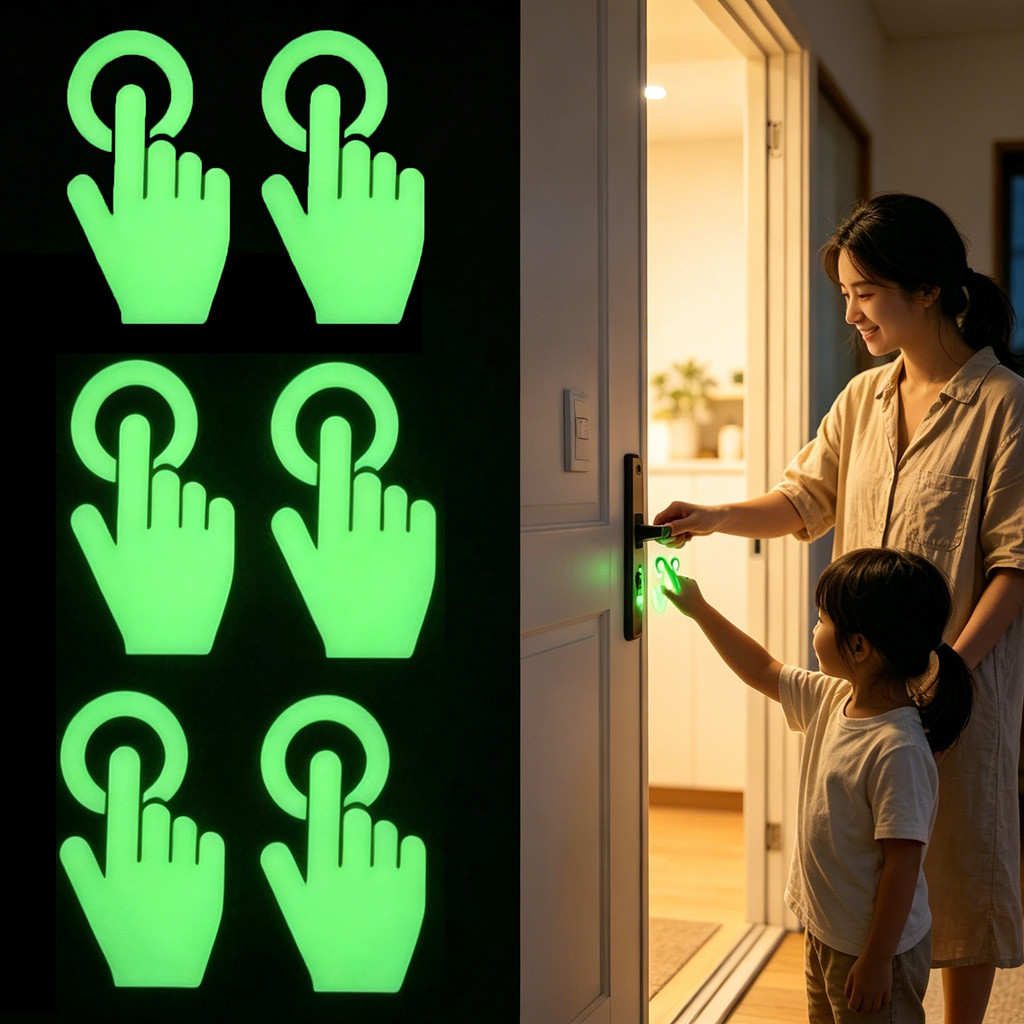 ใหม่มัลติฟังก์ชั่น Glow-in-the-Dark สติกเกอร์ 4 ชิ้น/แผ่นปุ่มรถสวิทช์ตัวบ่งชี้ Decals ผนัง DIY ตกแต่งในครัวเรือน