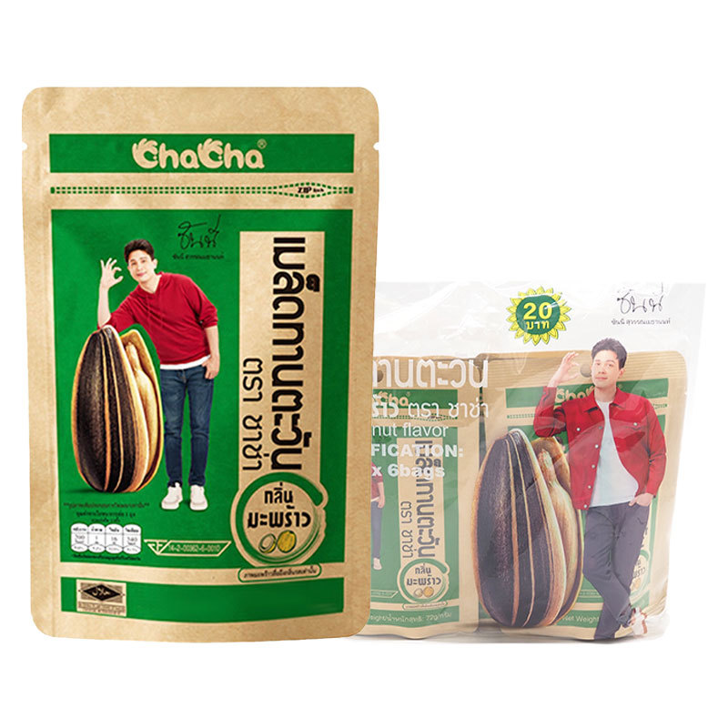 ชาช่า เมล็ดทานตะวัน รสมะพร้าว 72 ก. x 6 (CHACHA Sunflower Seeds Coconut Flavor 72 g x 6) โปโลแมน POLOMAN