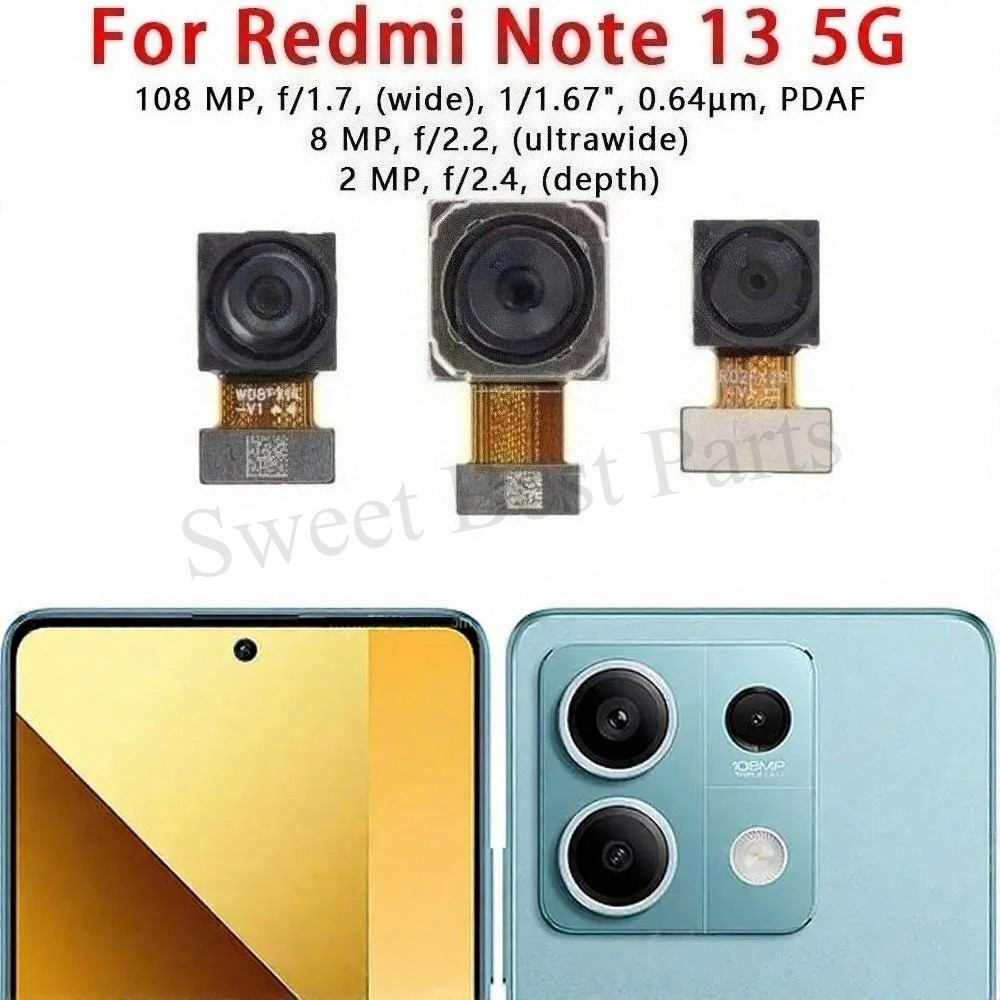 กล้องหน้าและหลังสําหรับ Redmi Note 13 5G Frontal ด้านหลังโมดูลเปลี่ยนอะไหล่