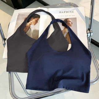 YOGATRUTH(เบาะคงที่) สปอร์ตบราเซ็กซี่ Halter Hollow Back Nude บรากันกระแทกพิลาทิสโยคะ