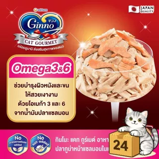 ( ครึ่งลัง 24 ซอง ) Ginno Premium Wet Cat Food กินโนะ อาหารเปียกแมว ไม่เติมเกลือ เปียกแมว ขนาด 60g