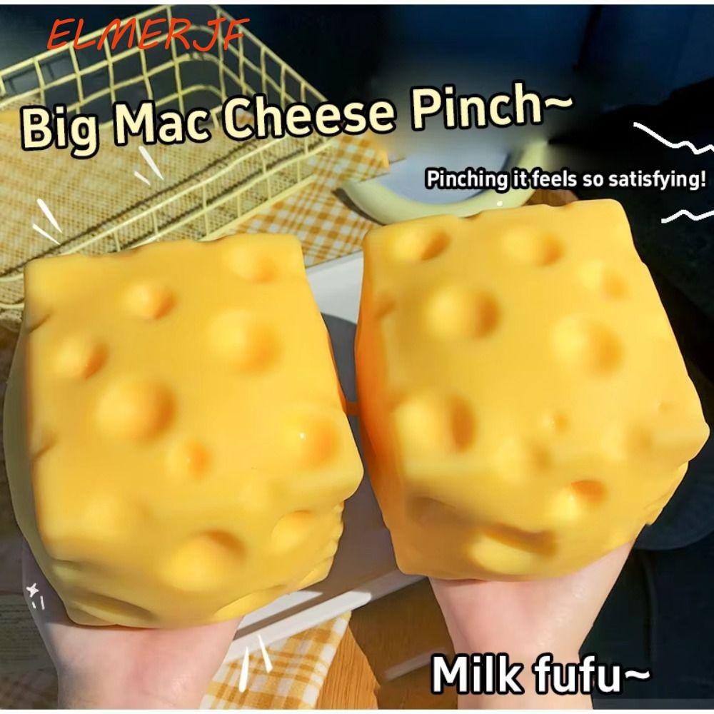 ELMRJF ของเล่นบีบชีส, ฟื้นตัวช้า Super Soft Cheese Pinch บรรเทาความวิตกกังวลขนาดใหญ่พิเศษเครื่องประดับชีสที่สมจริงช้า Rebound Fidget ของเล่น Office Decompression