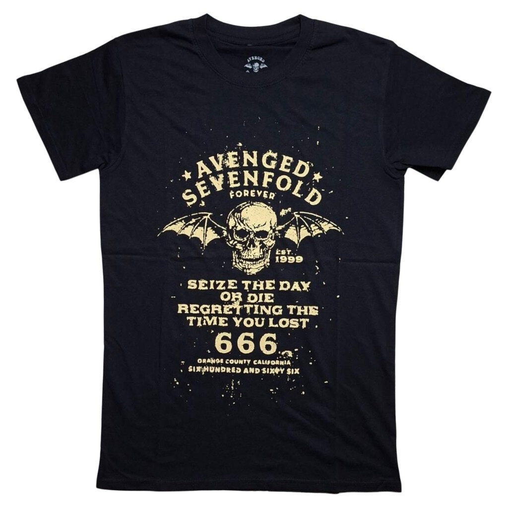 เสื้อวง AVENGED SEVENFOLD - A7X T-SHIRT : SEIZE THE DAY (BLACK) ลิขสิทธิ์แท้ UK
