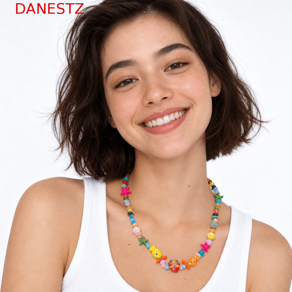 DANESTZ ปลา Charms จี้,เซรามิคปลาดาวที่มีสีสันปลาสร้อยคอ,ผลการค้นหาเครื่องประดับ Ocean Series Scallops เรซิ่นสร้อยคอลูกปัดชายหาด