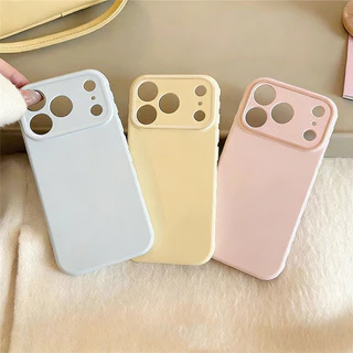 สำหรับ iPhone 16 17 15 13 14 12 11 Pro Max XR 15 14 16 Plus รุ่นใหม่ เคสกันกระแทกสีพาสเทลเรียบง่ายแฟชั่นขอบลายหัวใจ