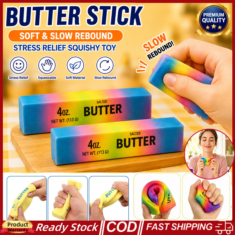 (จัดส่งภายใน 12H) Butter Butter Stick Squishy ToySoft ช้า Rising Butter Squeeze Stress Ball สมจริง Fidget Butter สําหรับสํานักงานโรงเรียนความวิตกกังวลสําหรับเด็กผู้ใหญ่,ความวิตกกังวล ADHDออทิสติกของขวัญ