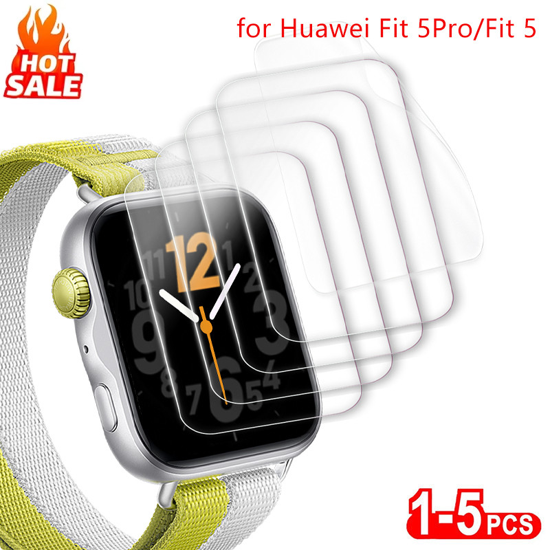 1-5PCS Hydrogel ฟิล์มป้องกันสําหรับ Huawei Watch Fit 5 Pro Fit 5 ป้องกันหน้าจอ Anti-Scratch ความละเอียดสูงไม่แก้วฟิล์มนุ่มสําหรับนาฬิกา Fit5
