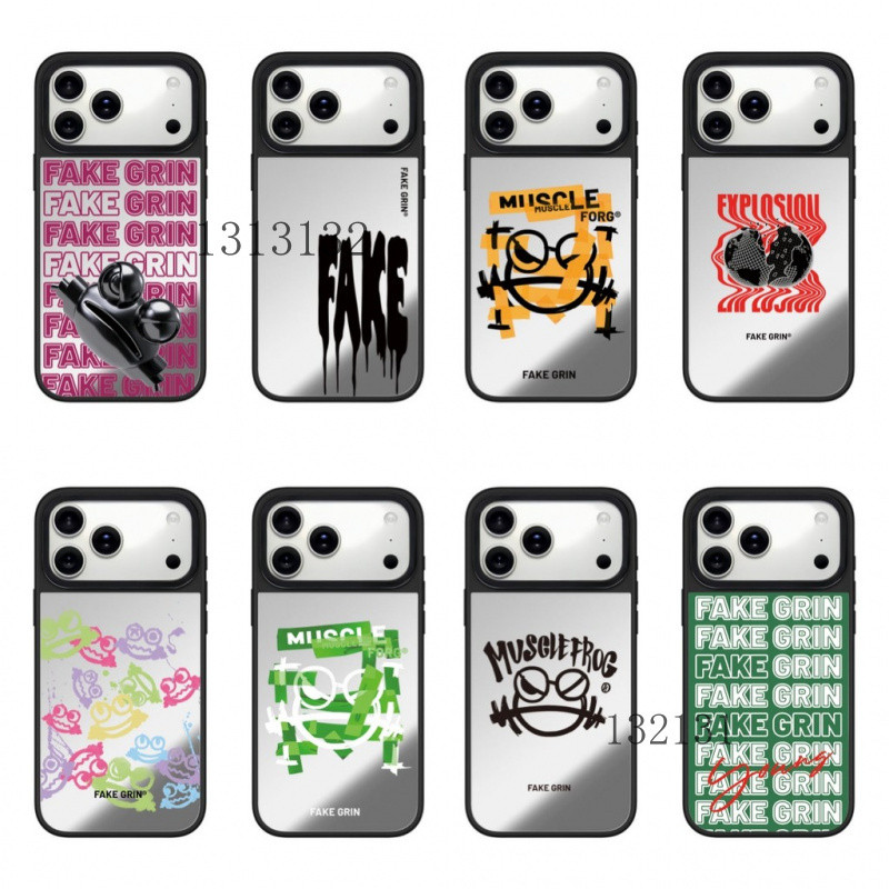 MIX HUB【กระจกกรอบสีดำ】เคสโทรศัพท์ FAKE GRIN สำหรับ iPhone 17 Pro Max เคสป้องกันแม่เหล็ก เคสกันกระแทก