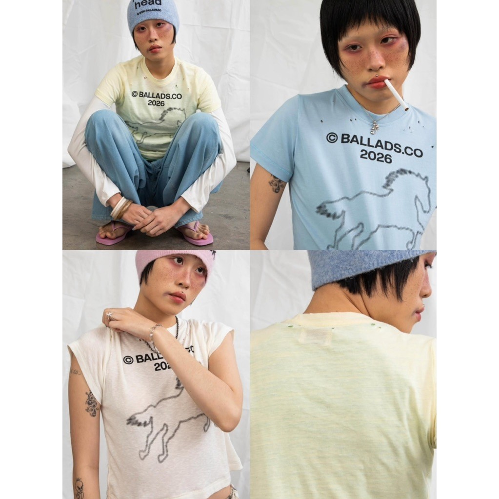 BALLADS VINTAGE FADE TEE เสื้อยืดวินเทจแต่งดีเทลรอยขาด รอสินค้า3-5วัน
