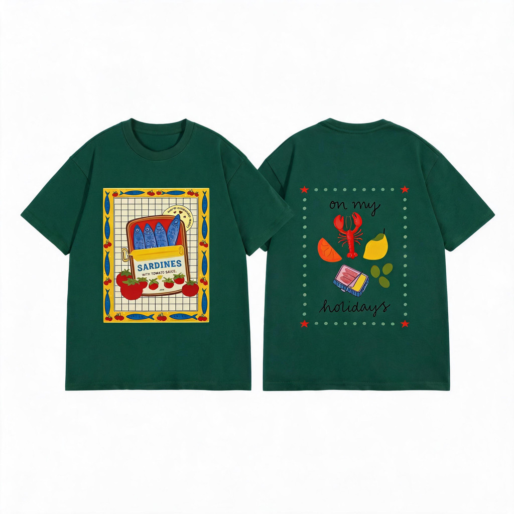 TEE·SHOP เสื้อยืด Oversize ลาย ' Seafood ' สไตล์เกาหลี เท่ห์มาก ใส่ได้ทั้งชายหญิง ผ้านุ่มสบายตัวทั้งวัน รองรับ COD