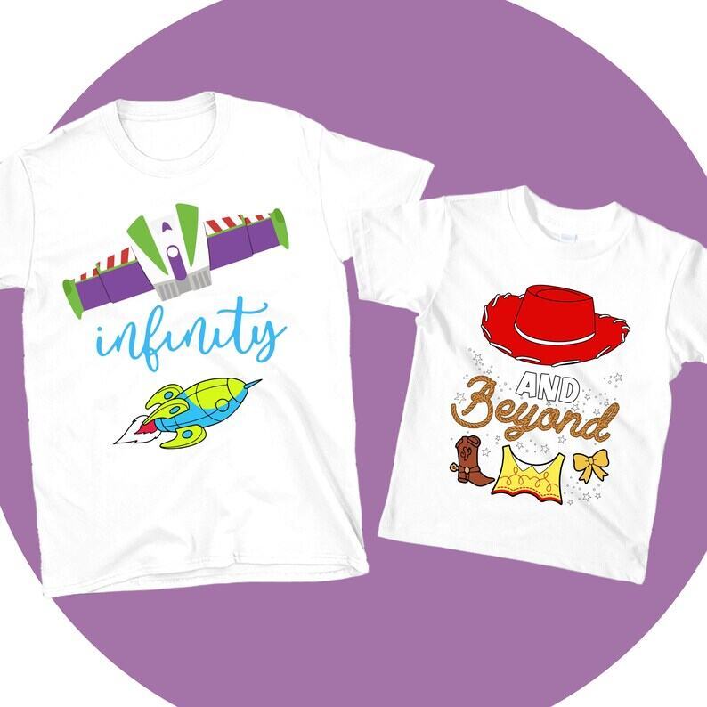 เสื้อยืดธีมคู่ Toy Story Buzz Lightyearผ้าฝ้ายธรรมชาติ100% แฟชั่นคาสูอัล เป็นเสื้อในซ้อนเสื้อ S-5XL