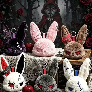Evil Bunny พวงกุญแจกระต่ายเข้มของเล่นแหวนสร้างสรรค์ใหม่ของเล่นร้อนเพื่อนของขวัญอุปกรณ์
