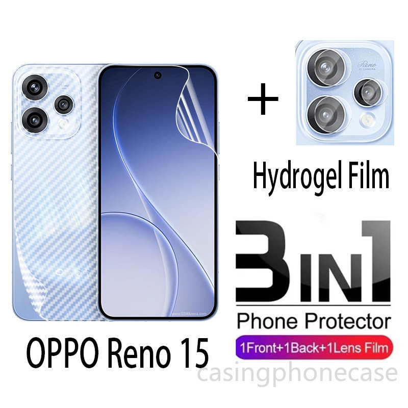 3in1 Hydrogel ฟิล์มสําหรับ OPPO Reno 15 14 13 12 11 10 8 7 Pro 8Z 7Z 4G 5G 14F 13F 12F 11F Reno13 Reno12 ป้องกันหน้าจอด้านหน้าด้านหลังคลุมทั้งหมดเลนส์กล้องใสฟิล์มป้องกันนุ่ม