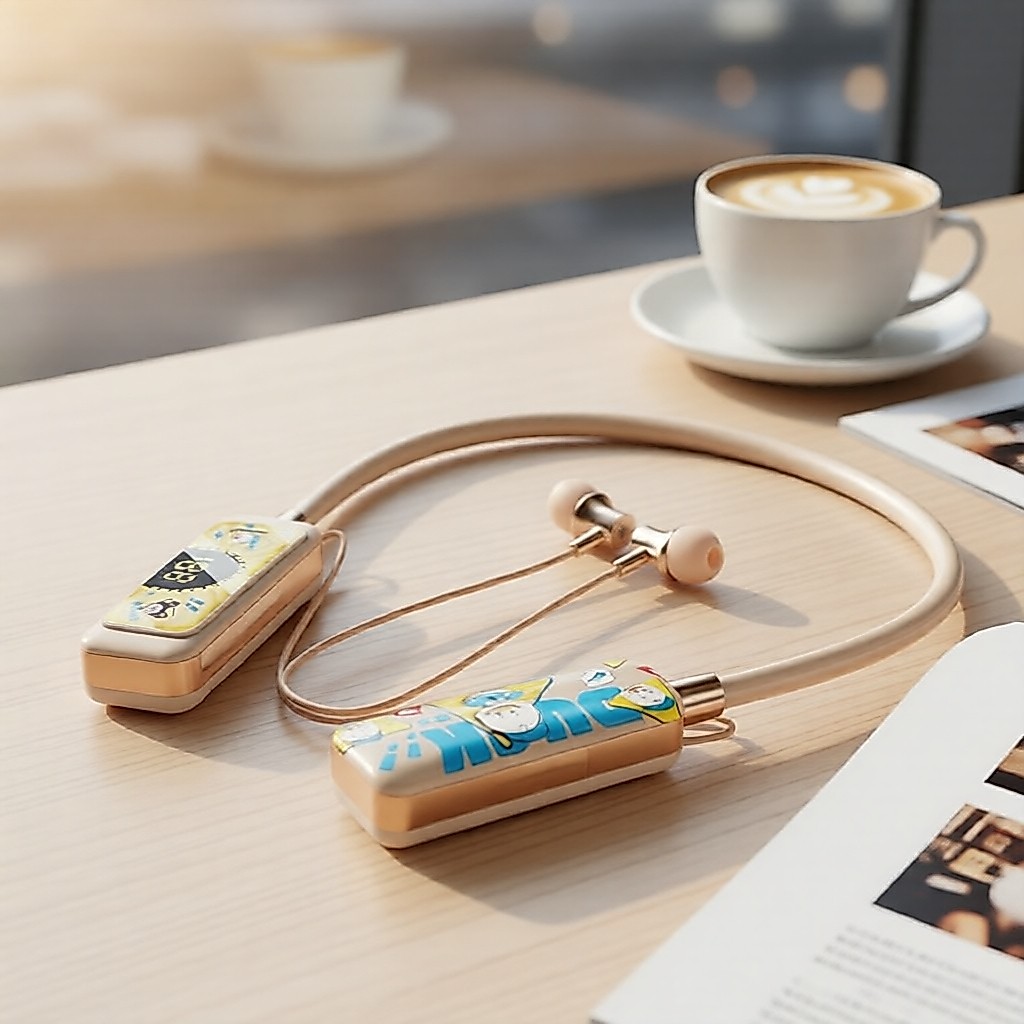 หูฟังไร้สายคล้องคอสําหรับเด็ก Bluetooth 5.4 - กันน้ํามาตรฐาน IPX6, หน้าจอ LED, ใช้งานได้นานกว่า 8 ชั