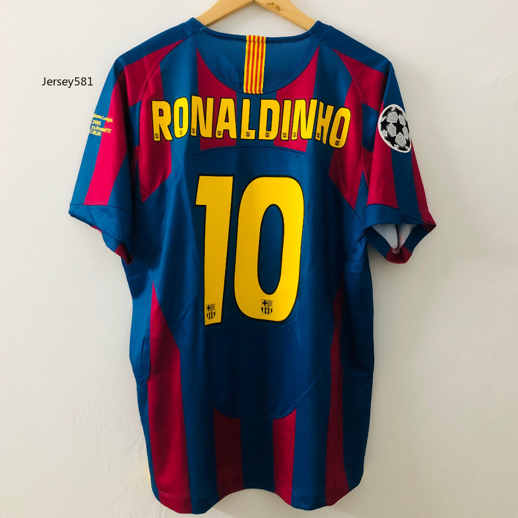 In StockClassical 05 06 Barcelona Home Soccer Jersey MESSI RONALDINHO ผู้ชาย Retro เสื้อฟุตบอล JB8O