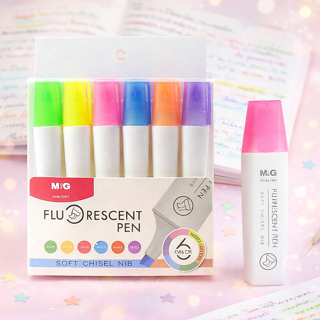 ปากกาไฮไลท์ M&G รุ่น AHM215R1 (6 สี นีออน)