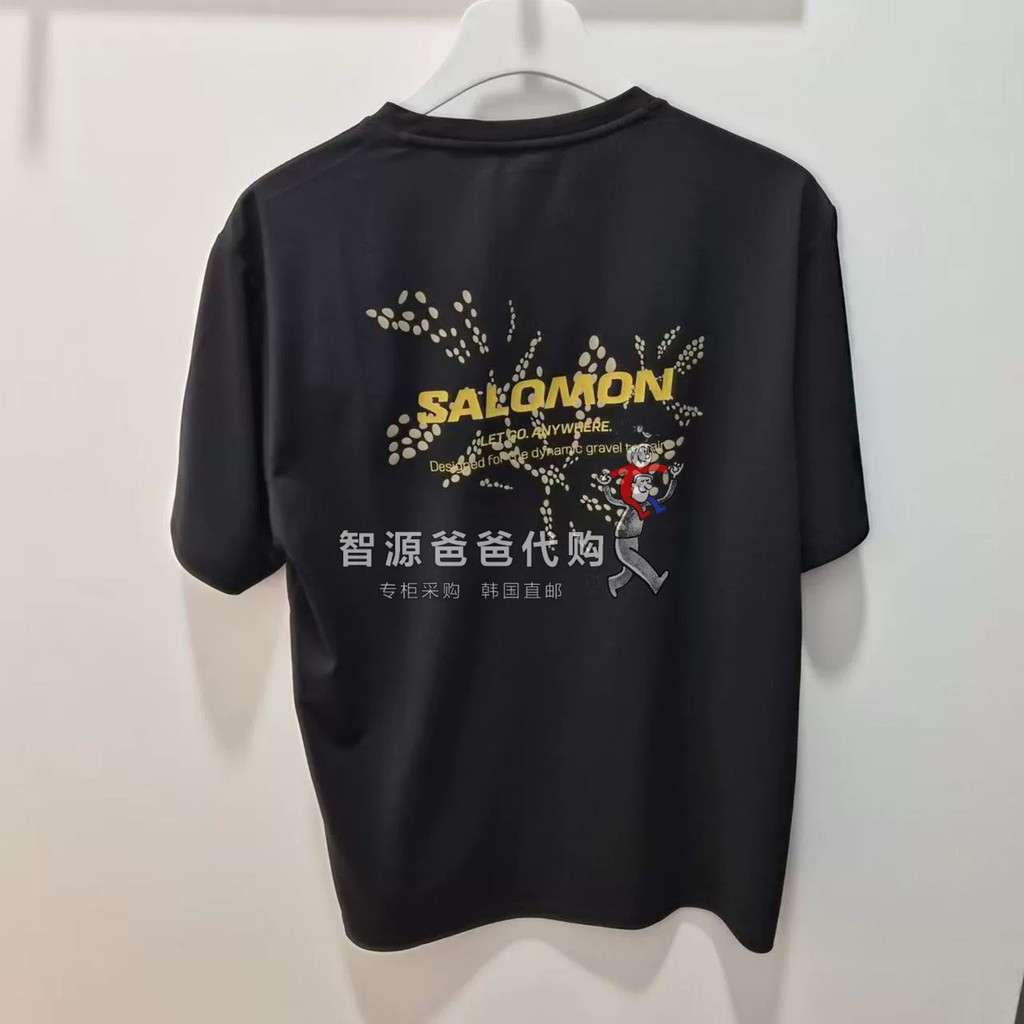 SALOMON ผู้ชายผู้หญิงรอบคอแขนสั้นเสื้อยืดผ้าฝ้ายแท้แฟชั่นหลวมคู่ Casual 1RTS62
