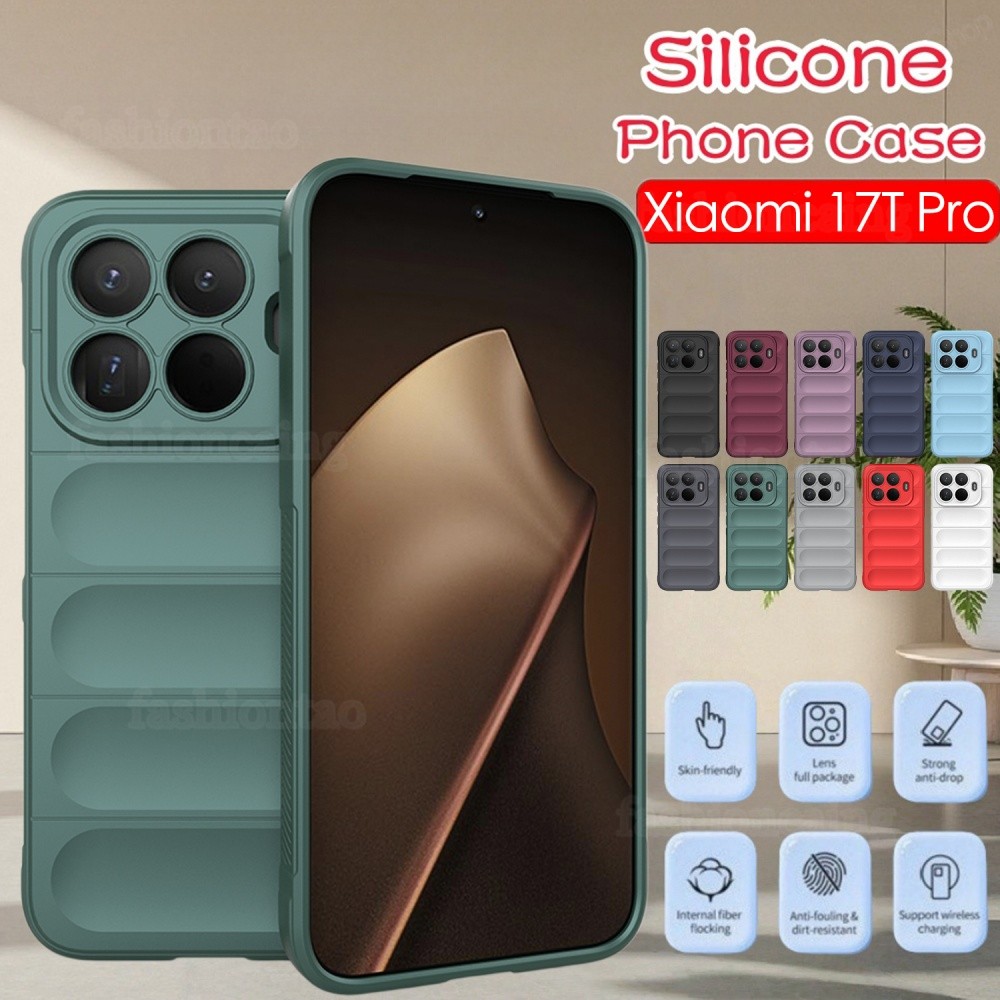 สําหรับXiaomi17T ProปลอกสําหรับXiaomi 17T Pro 17TPro 1 7 17 T Pro Xiaomi17TPro 2026 แฟชั่นคู่สีทึบซิลิโคนอ่อนนุ่มเคสโทรศัพท์กล้องกันชนกันกระแทกปกหลัง
