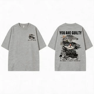 DailyTee🌟 เสื้อยืด Oversize ' Mugshot Cat ' สไตล์เกาหลี เท่ห์มาก ใส่ได้ทั้งชายหญิง ผ้านุ่มสบายตัวทั้งวัน รองรับ COD📦