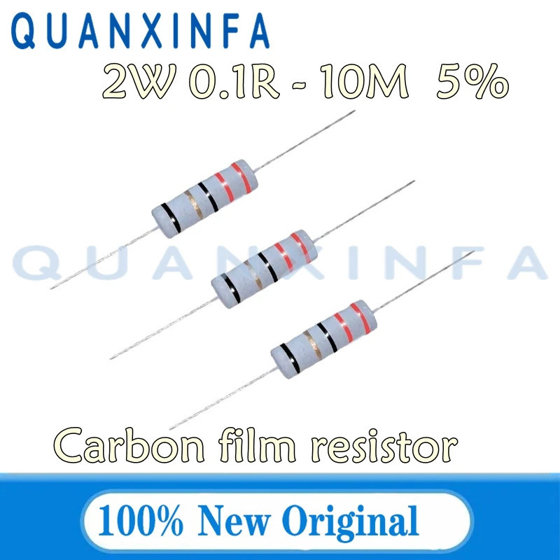 20PCS 2W Carbon Film Resistor 5% 0.1R -10M 2.2R 4.7R 10R 22R 47R 100R 220R 470R 1K 10K 100K 2.2 4.7 