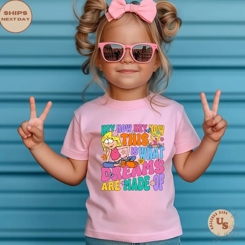 [มีสินค้า] เสื้อยืดเด็กเล็ก Disney Cute Lizzie McGuire เสื้อยืดท่องเที่ยว Disney เสื้อยืดเด็กผู้หญิง