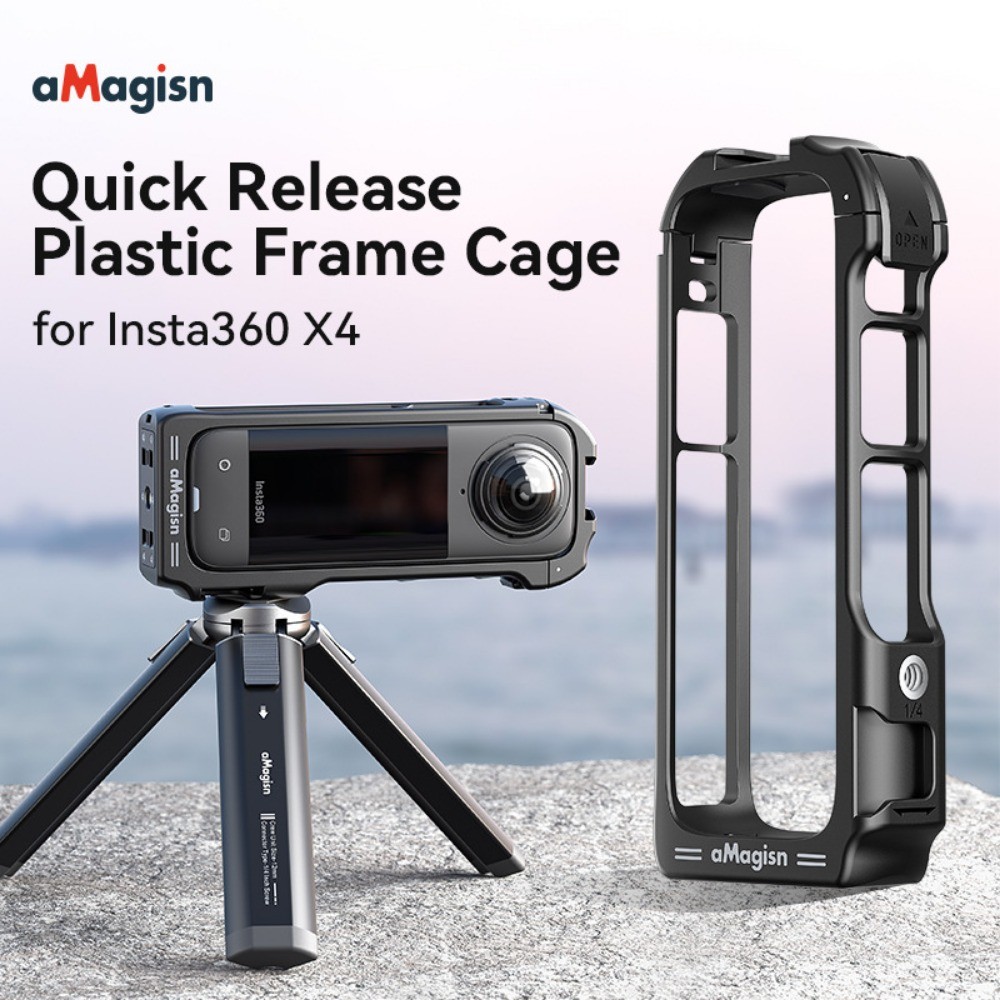 AMagisn กรงกระต่ายพลาสติกแบบปลดเร็วสําหรับ Insta360 X4, กรอบขยายสําหรับ Insta360 X4, อุปกรณ์เสริมกรอบป้องกันสําหรับ Insta360 X4