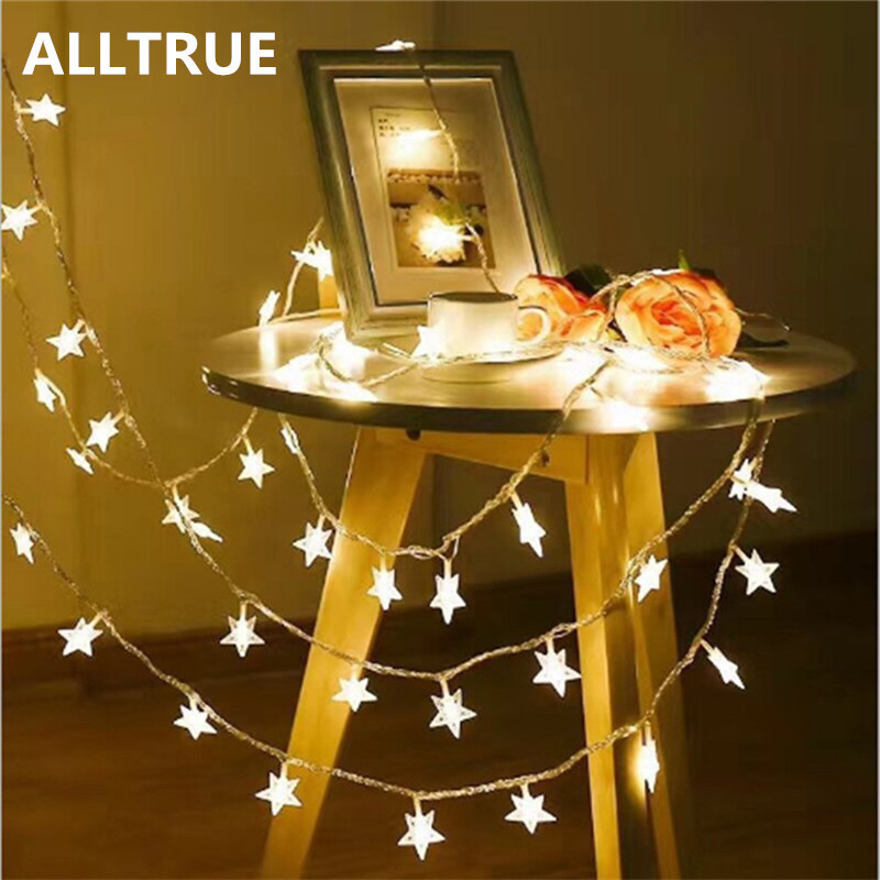 ALLTRUE 1/2M LED Star String Lights LED Fairy Lights Christmas Wedding decoration Lights AA Battery 
