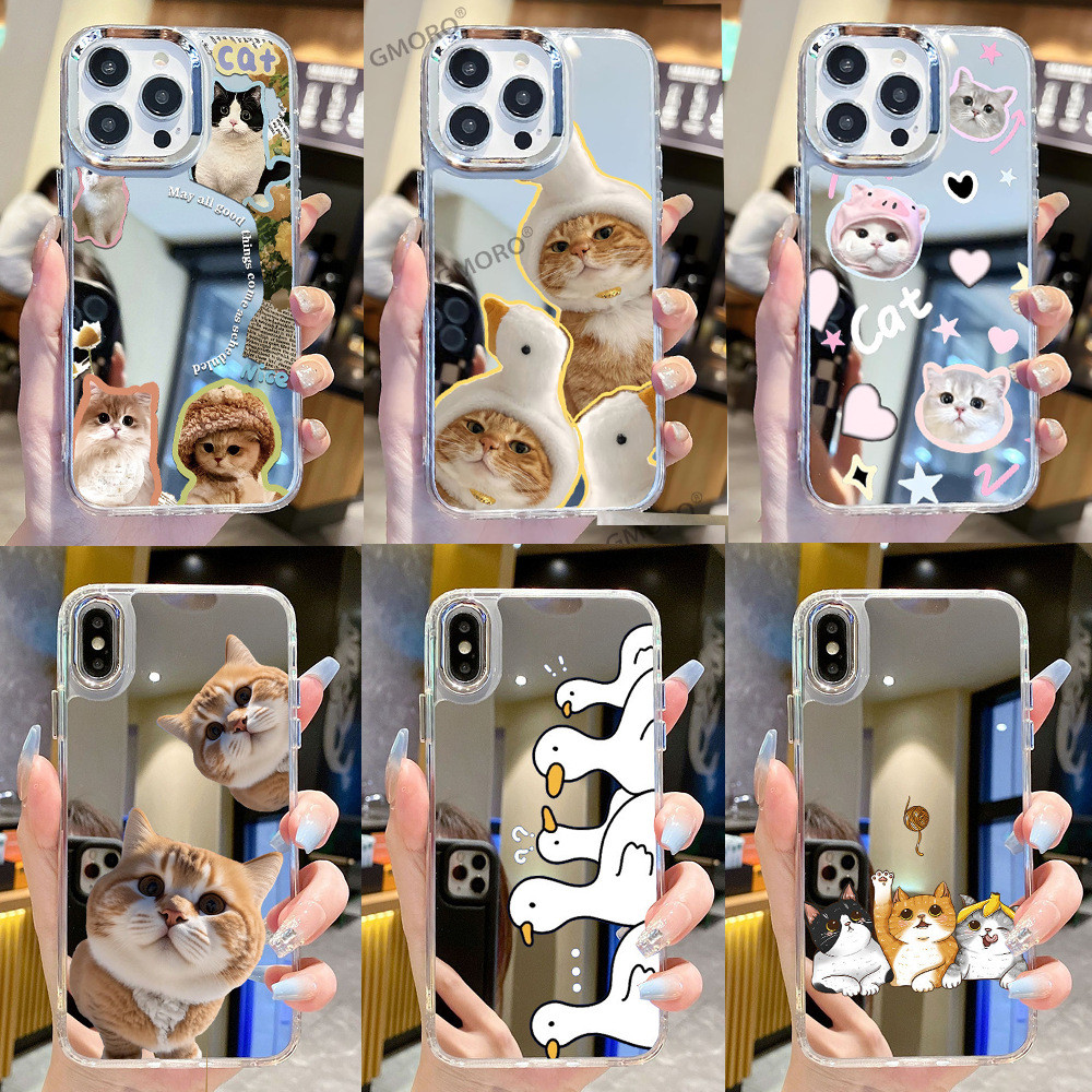 Phone Phone Case Cat Phone Case Girl High-value Apple 15Pro Cartoon iPhone17pm Mirror Case