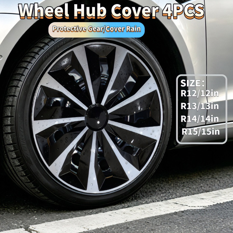 [จัดส่งฟรีจัดส่งที่รวดเร็ว] 12/13/14/15/16/17นิ้ว universa Carl hubcap ฝาครอบล้อพลาสติก PP 4ชิ้นชุด Auto SNAP ON ชุดฝาครอบล้อสีดำสีฟ้าสีแดง O3UD